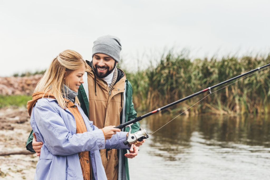 Man and woman fishing near broken bow oklahoma