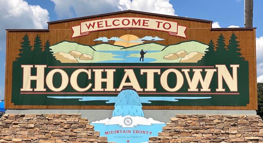 Hochatown, Oklahoma Welcome Sign
